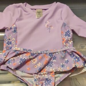 OshKosh B'gosh Purple Floral Kids Swim Rashguard